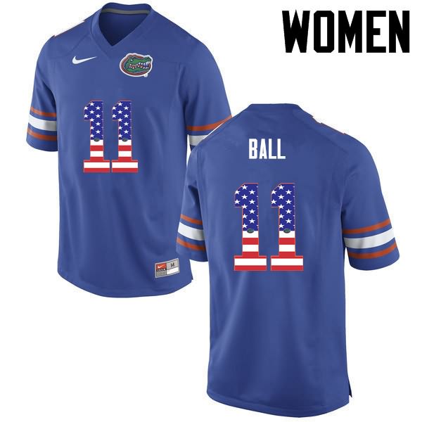 NCAA Florida Gators Neiron Ball Women's #11 USA Flag Fashion Nike Blue Stitched Authentic College Football Jersey LMX6064QX